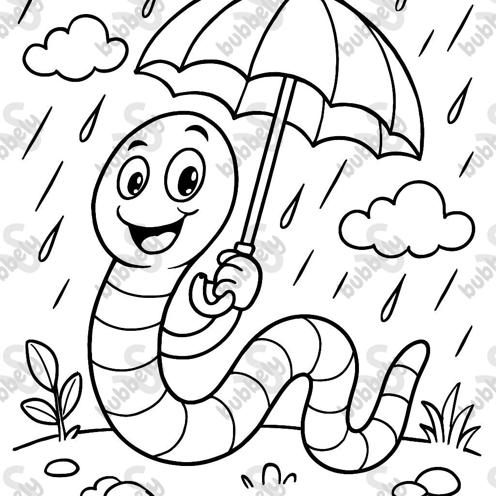 a worm with an umbrella