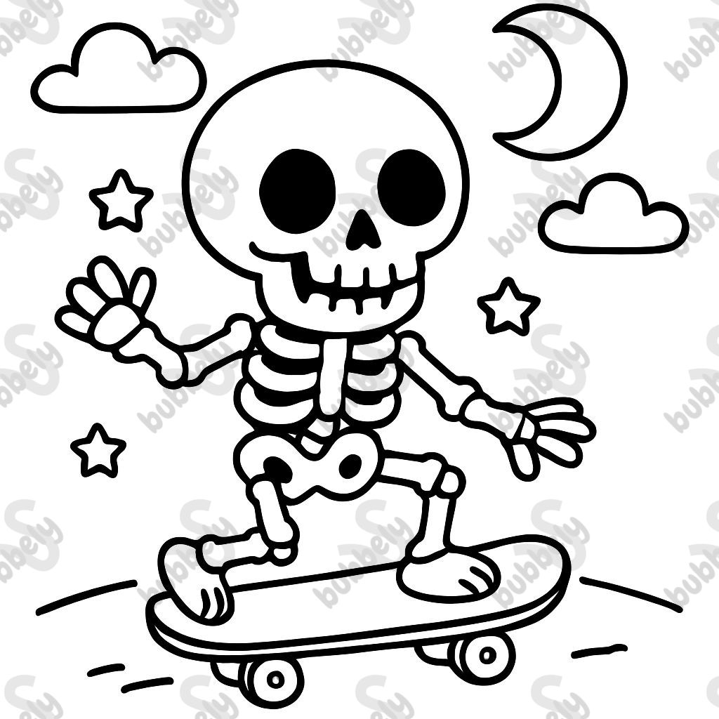 un squelette d'Halloween faisant du skateboard un squelette d'Halloween faisant du skateboard