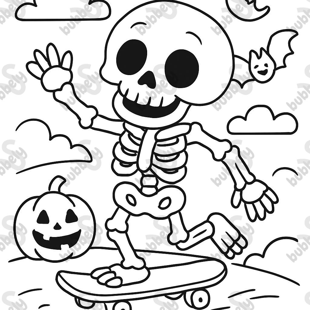 un squelette d'Halloween faisant du skateboard un squelette d'Halloween faisant du skateboard