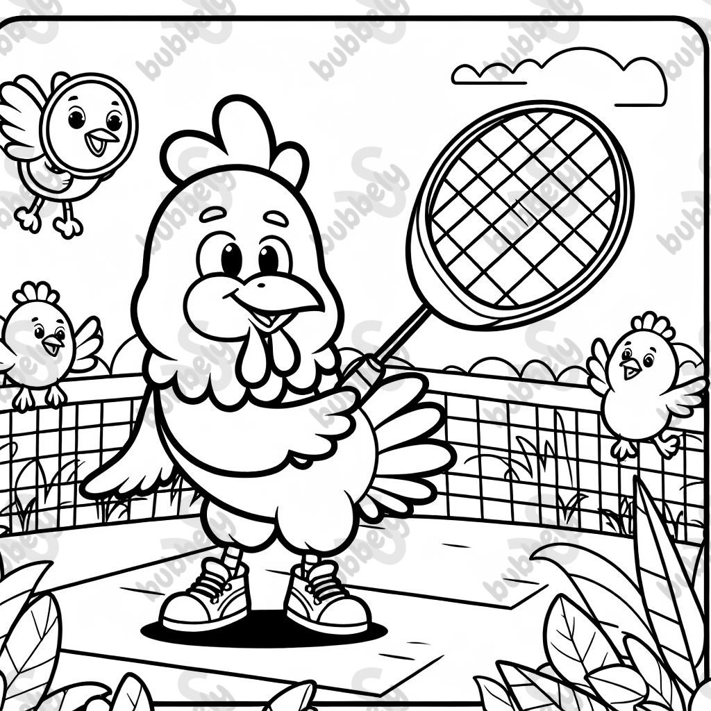 ein huhn das Federball spielt