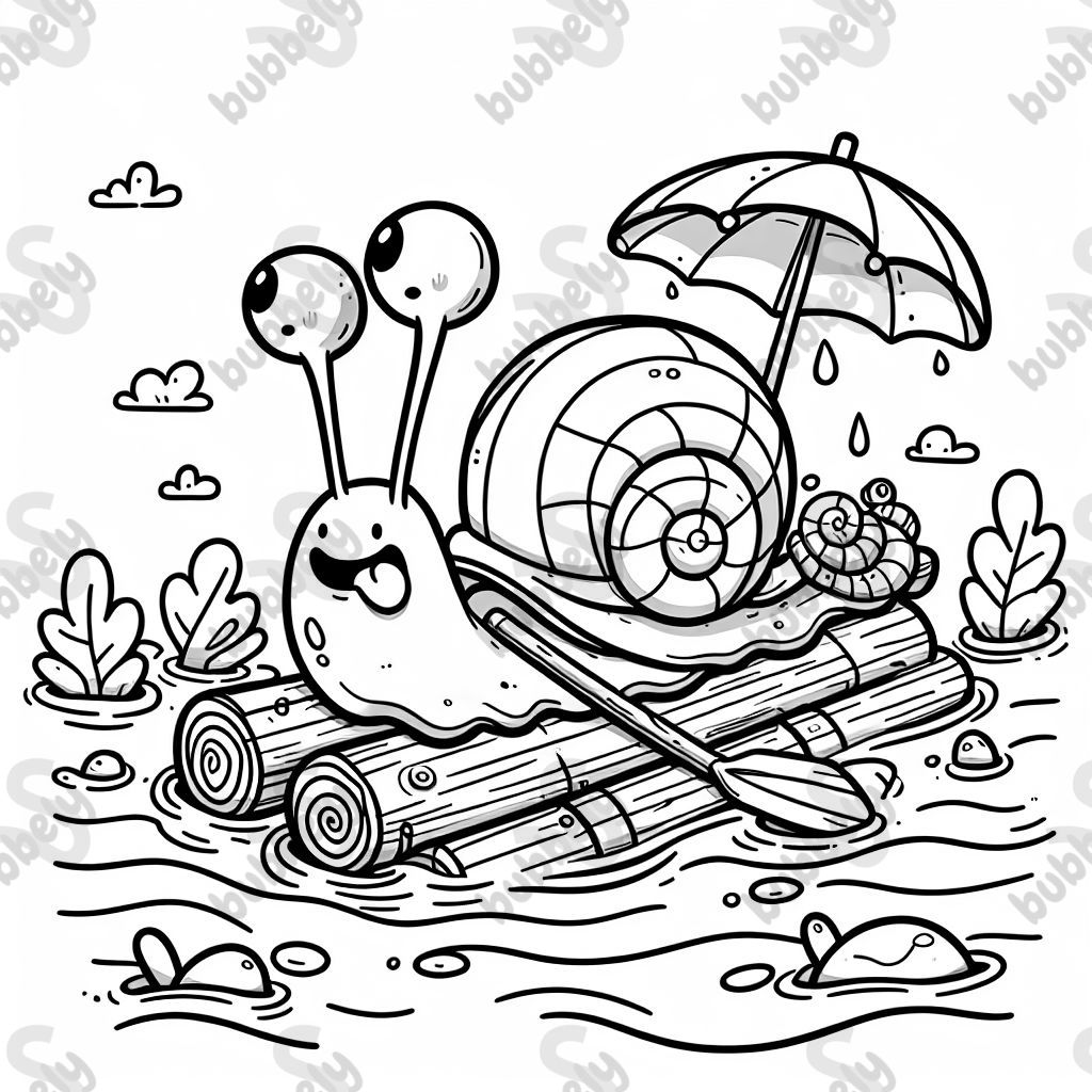a snail on a raft