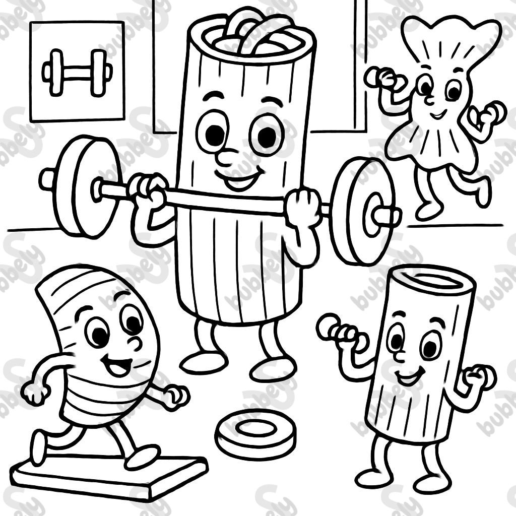 various types of pasta in the gym