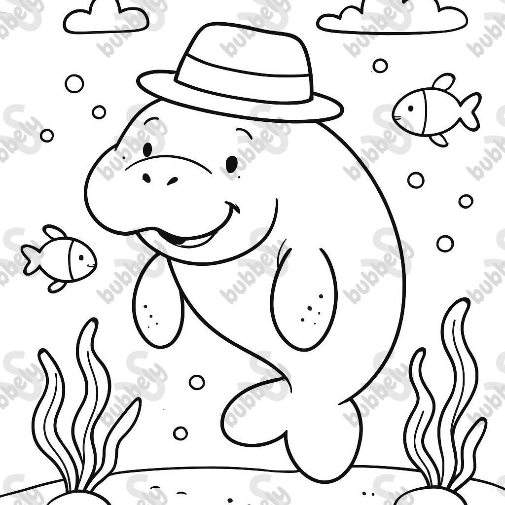 une lamantine avec un chapeau