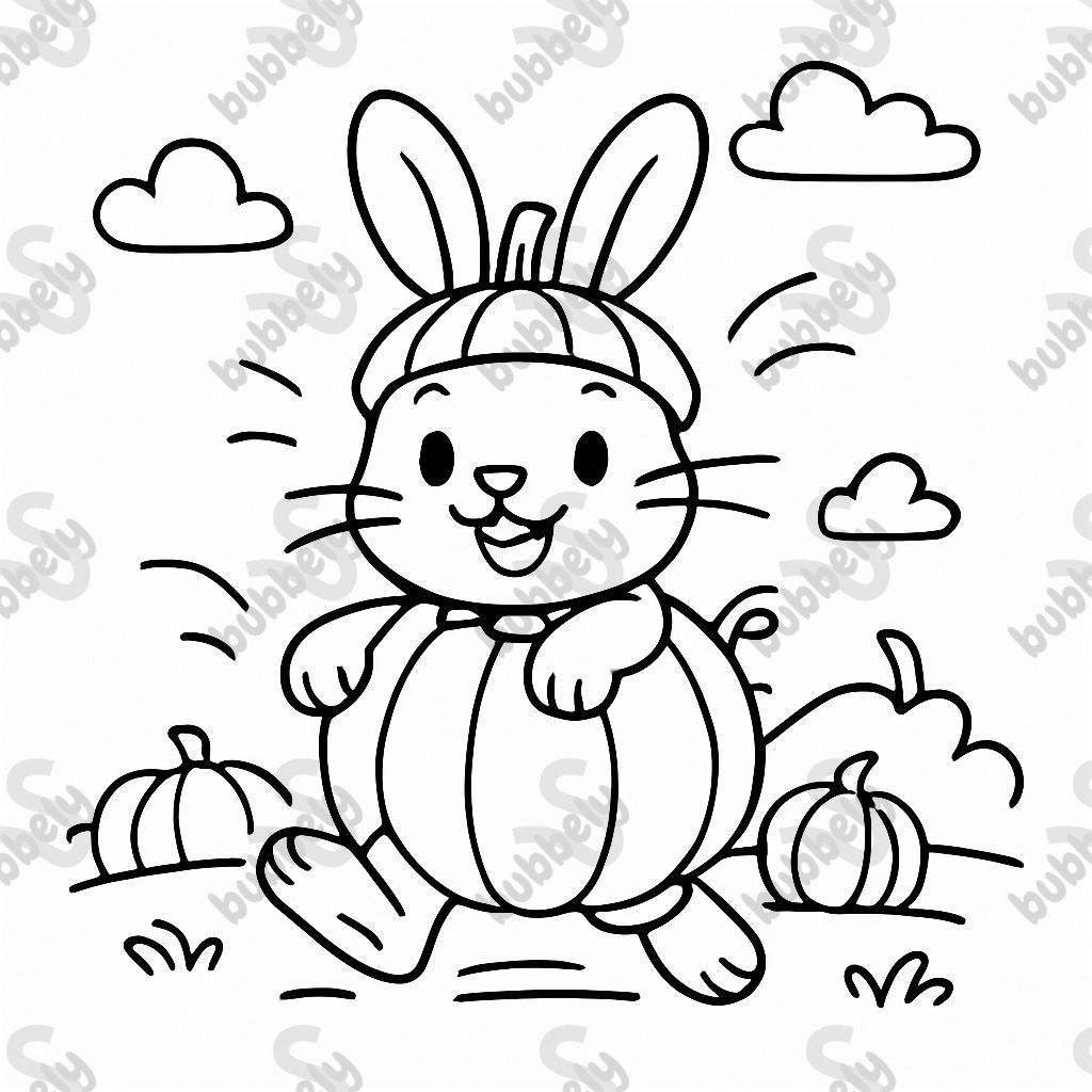 un lapin déguisé en citrouille