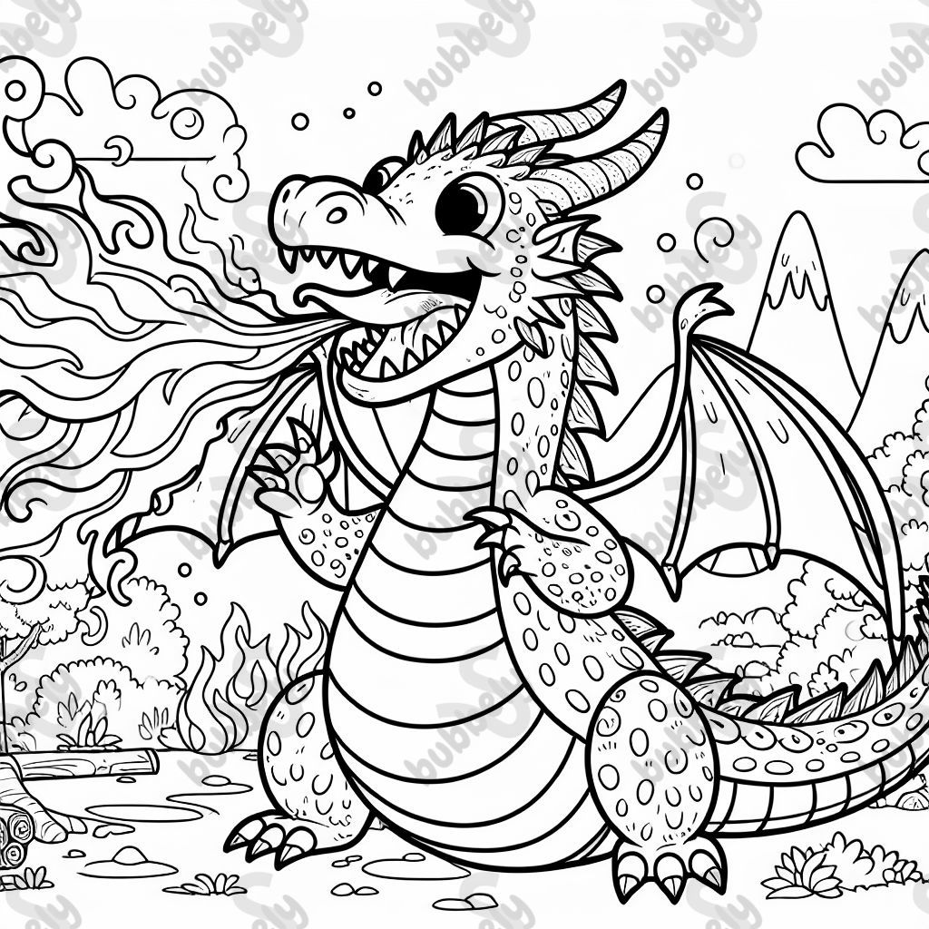 a dragon breathing fire