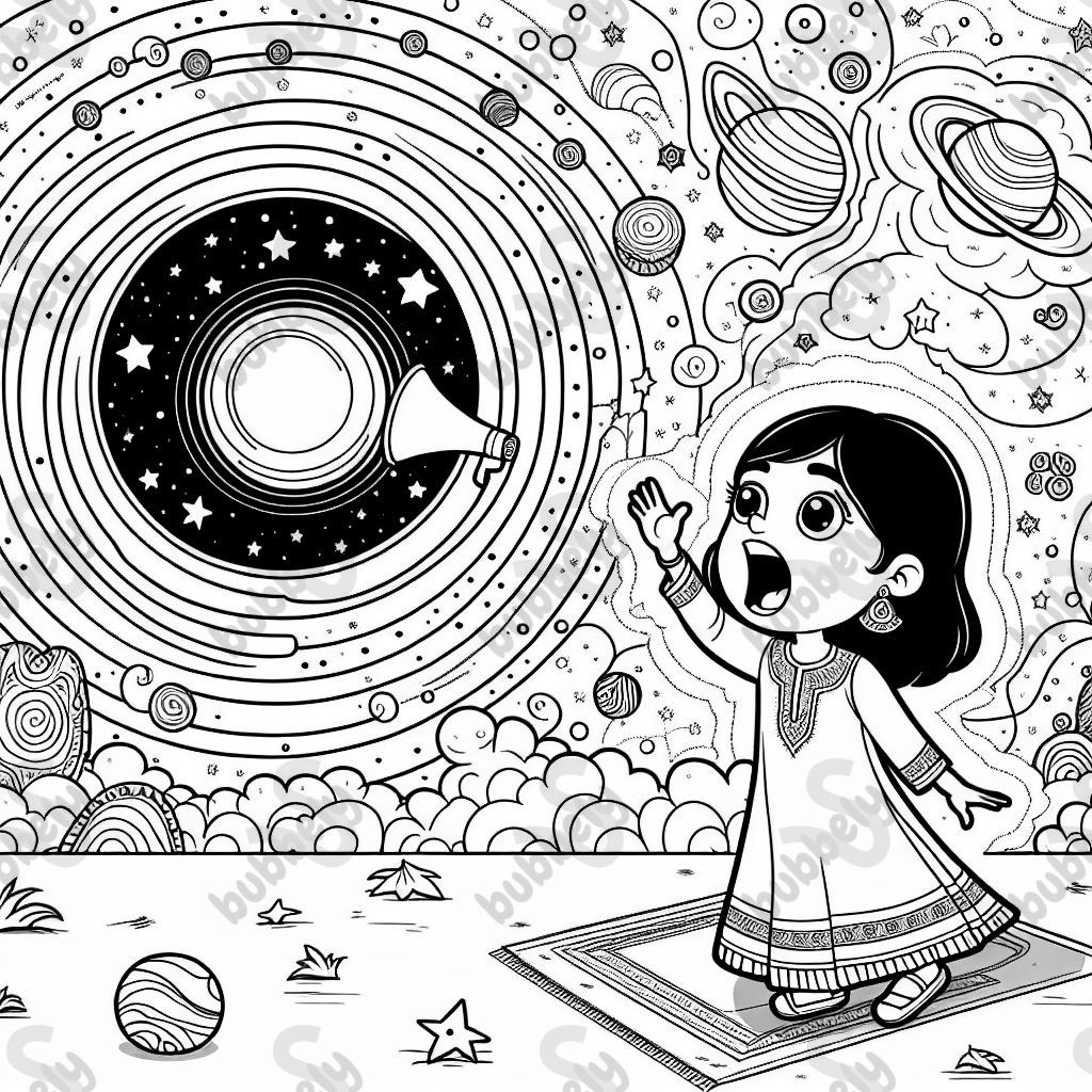 Girl shouting into the void of space