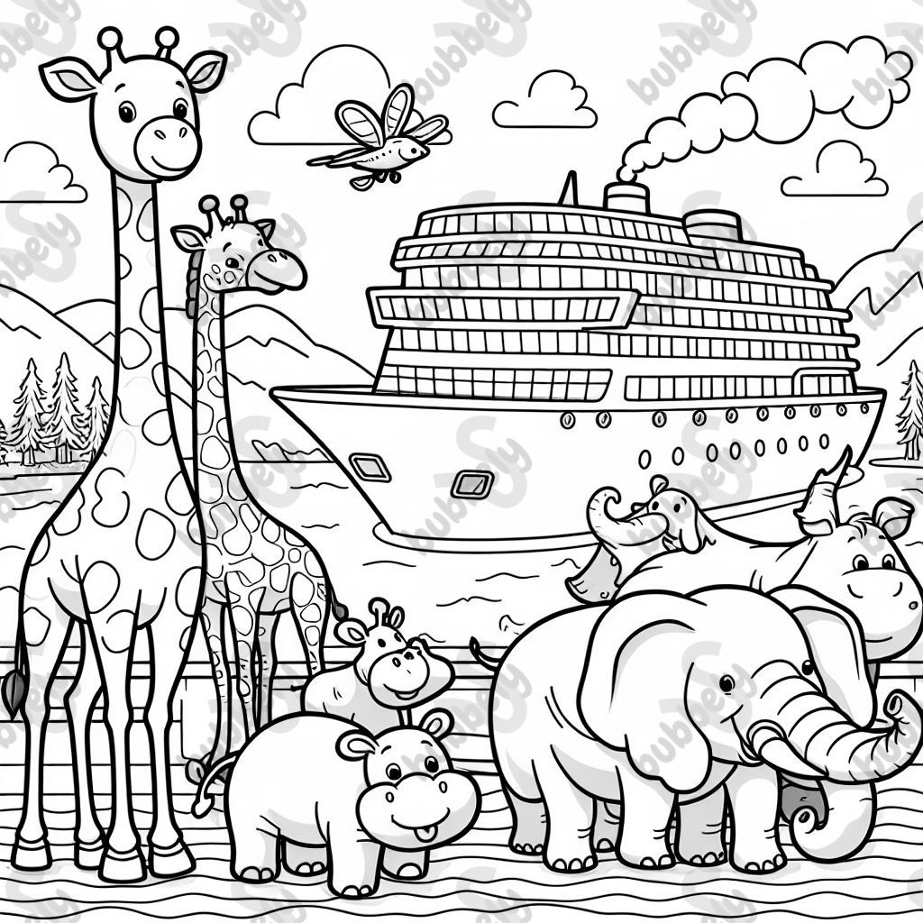 Giraffes, hippos and elephants on a cruise ship