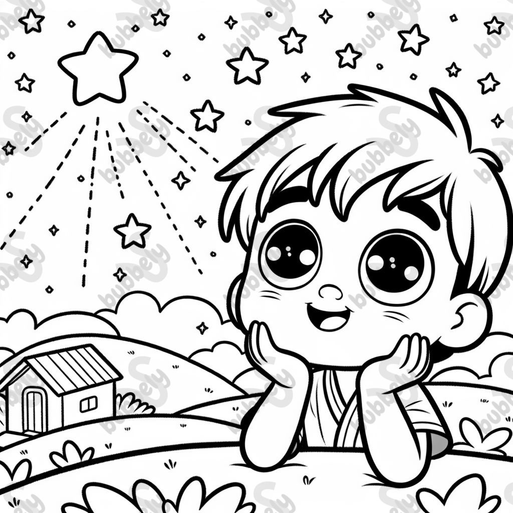 a little boy looking at the stars