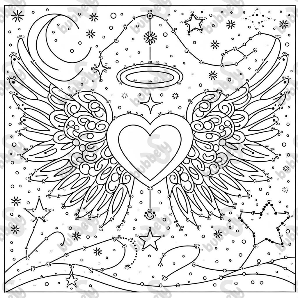 A simple connect-the-dots activity that forms angel wings, stars, or a heart.