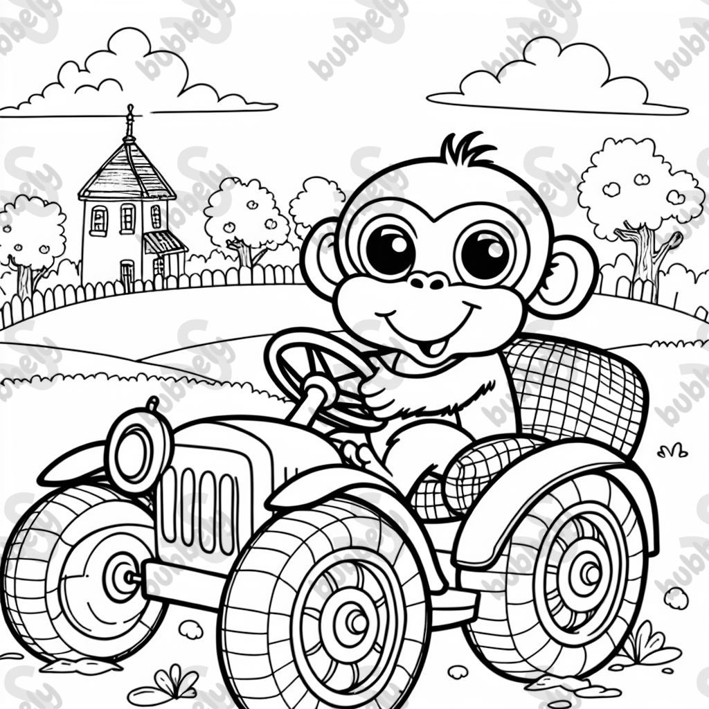 A monkey driving a car