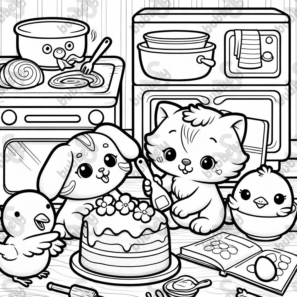 cute animals baking together