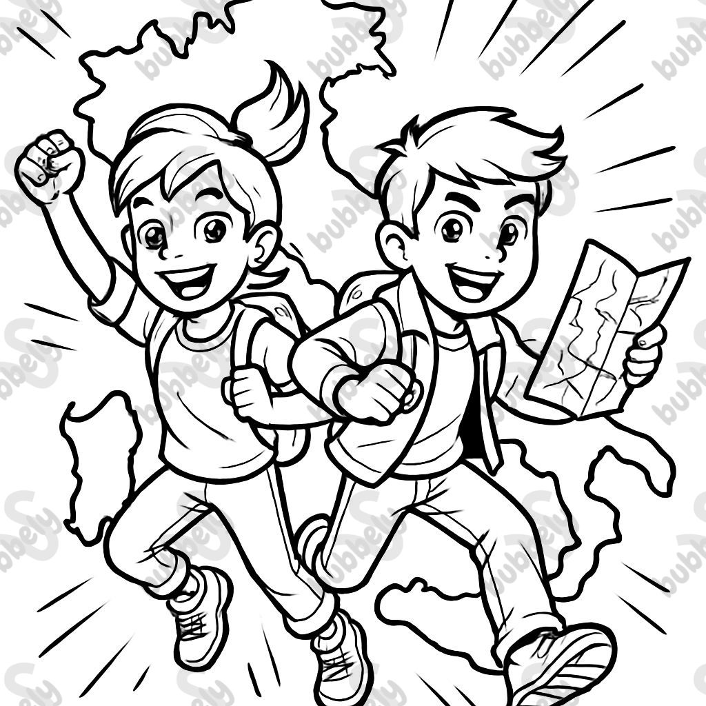 A boy and girl with the map of Italy behind them.