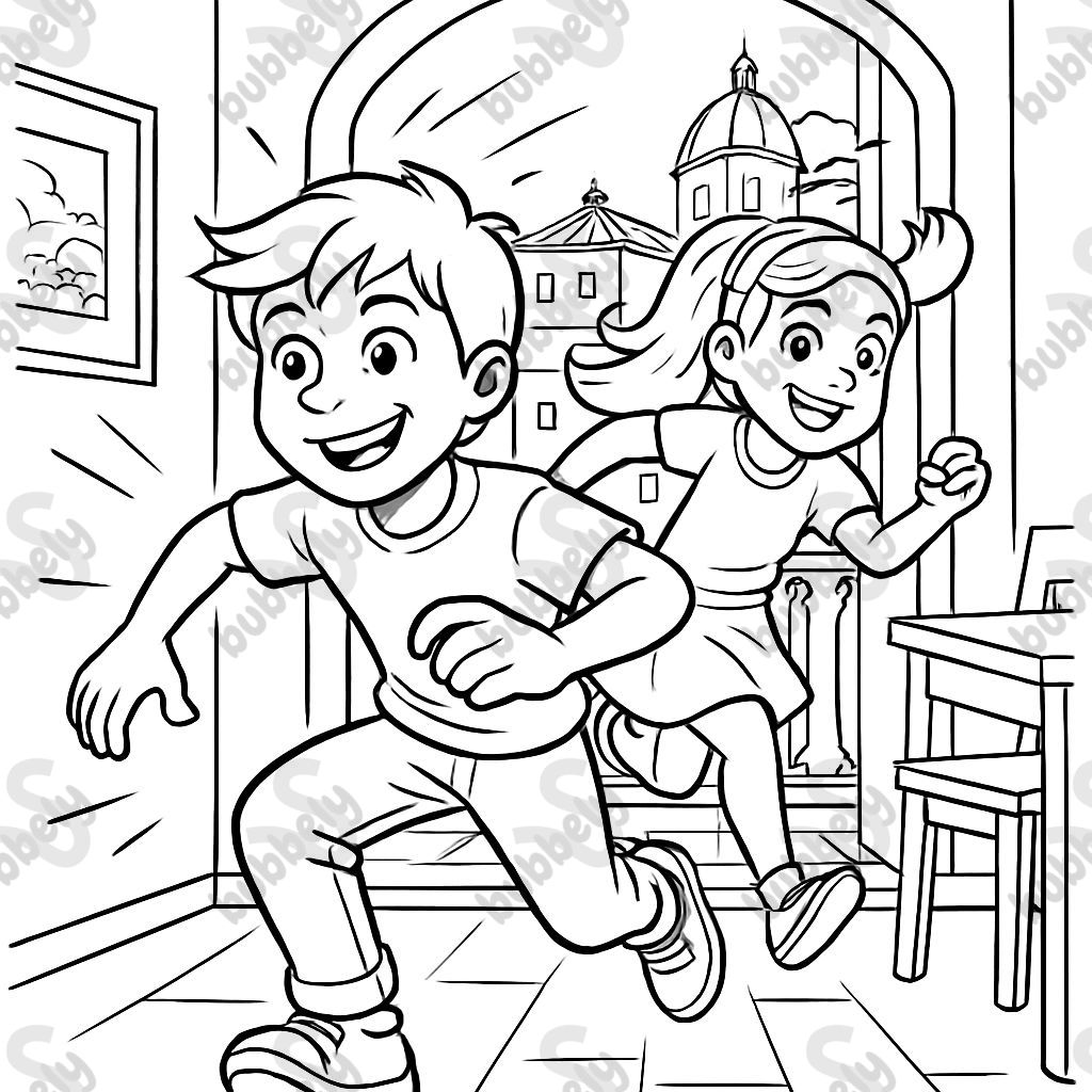 A boy and girl in an Italian apartment
