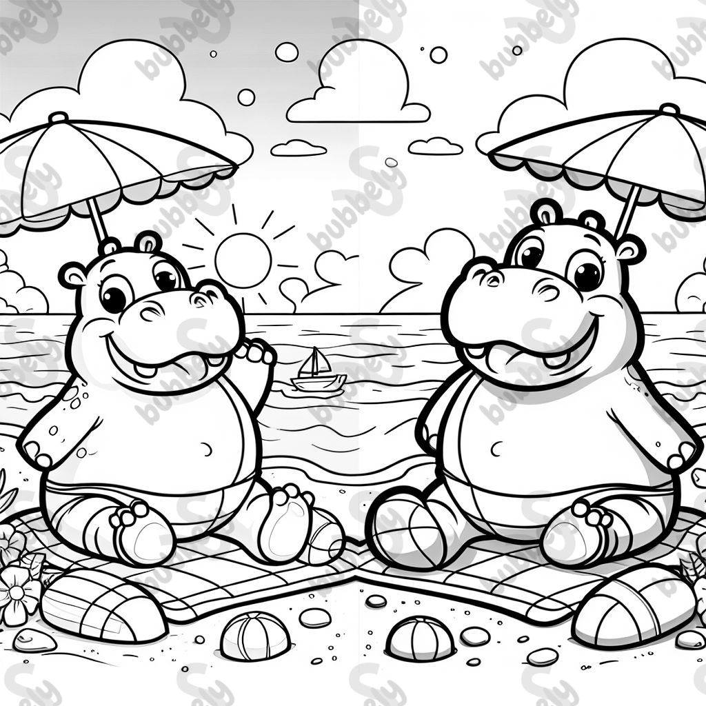 a hippo at a beach