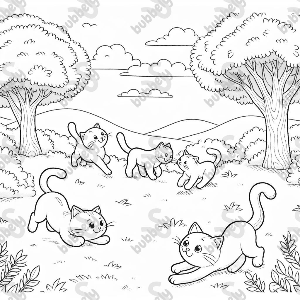 cats playing tag outside