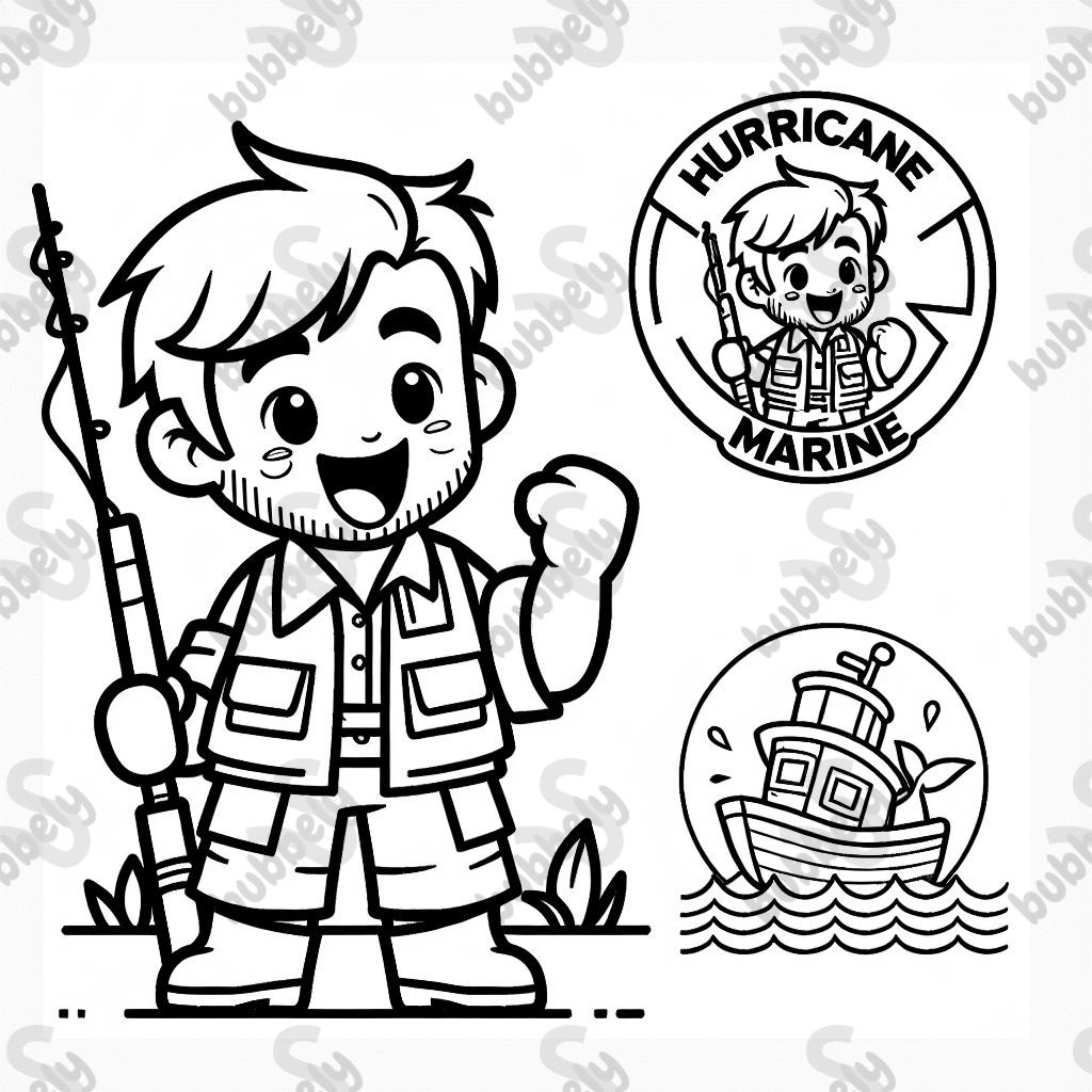 Aggressive fisherman with “HURRICANE MARINE” displayed