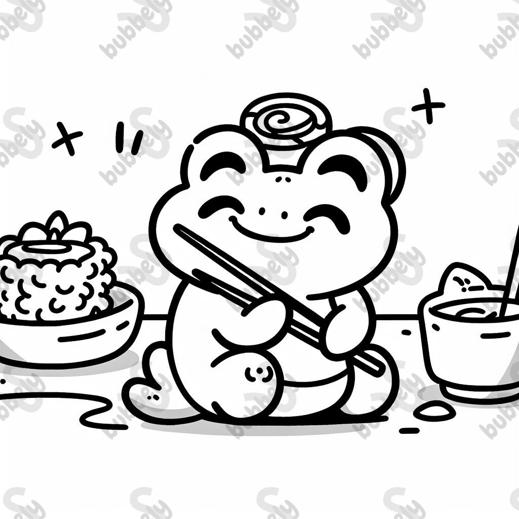 grenouille mange sushi