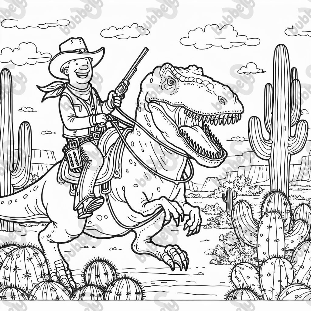 Cowboy riding trex