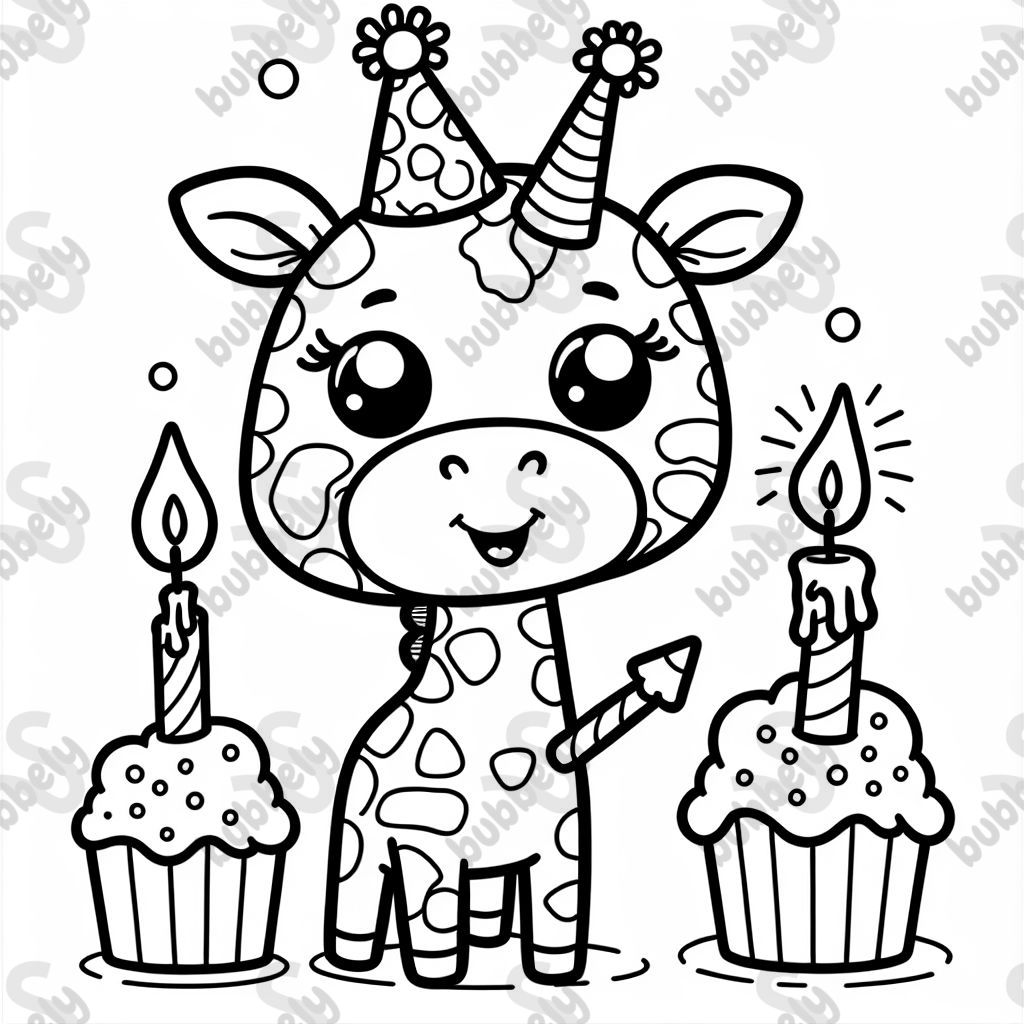 giraffe with a party hat