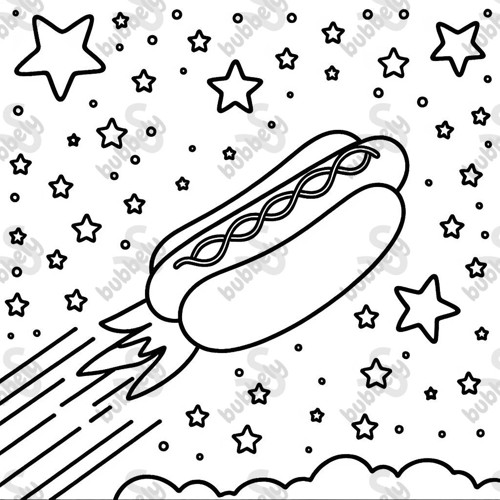Hotdog spaceship with stars