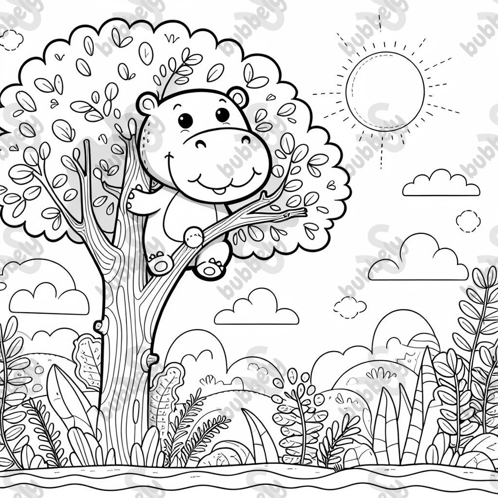 hippo climbing tree