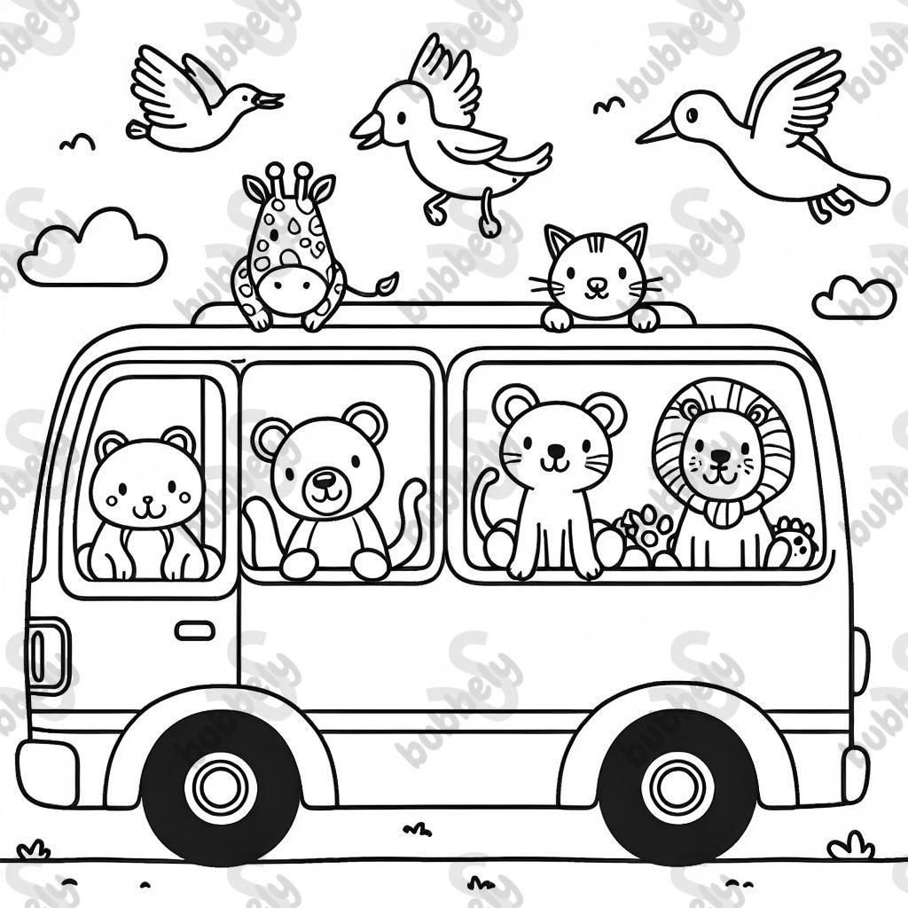 bus with animals as passengers