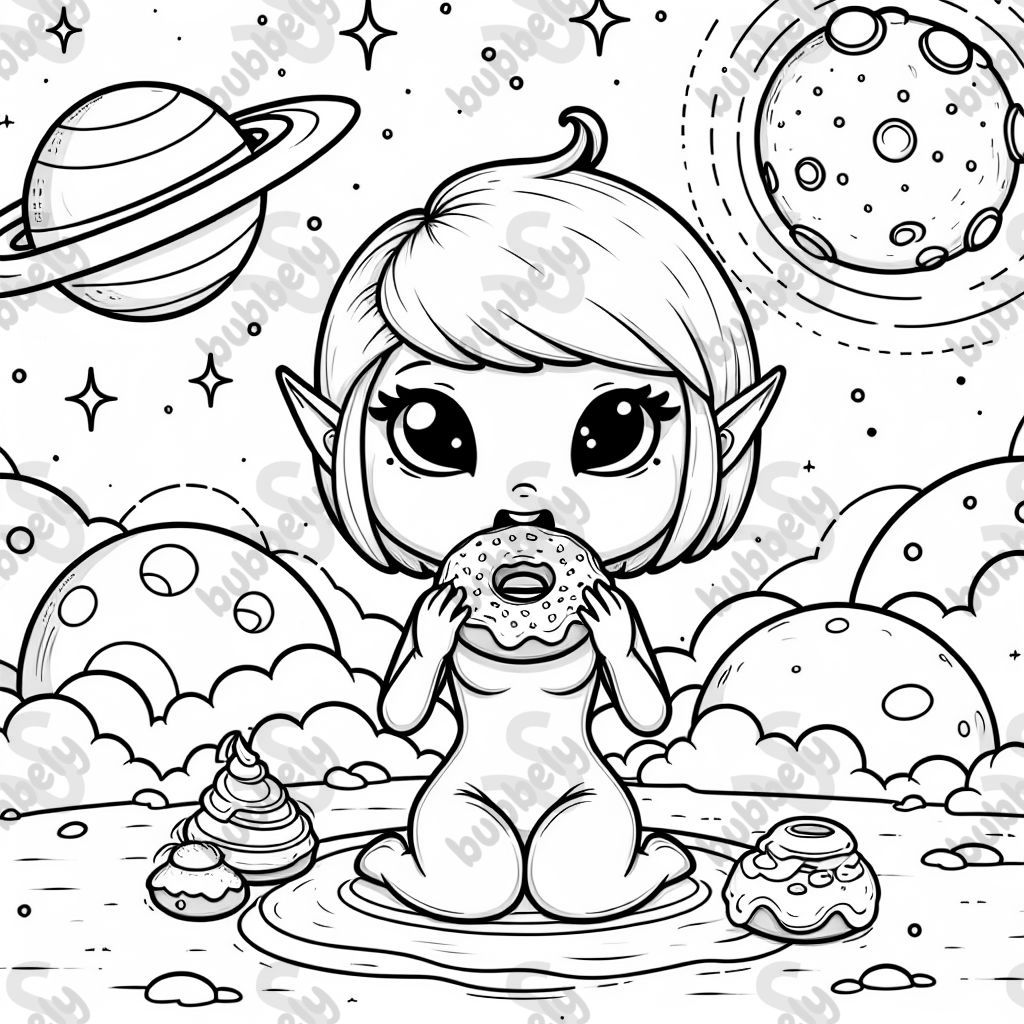 space donut being ate by a girl alien