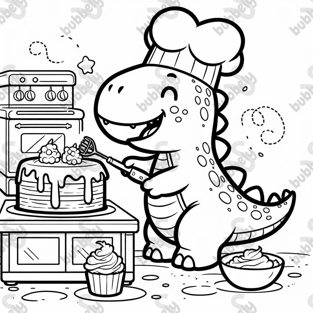 dinosaur baking cakes