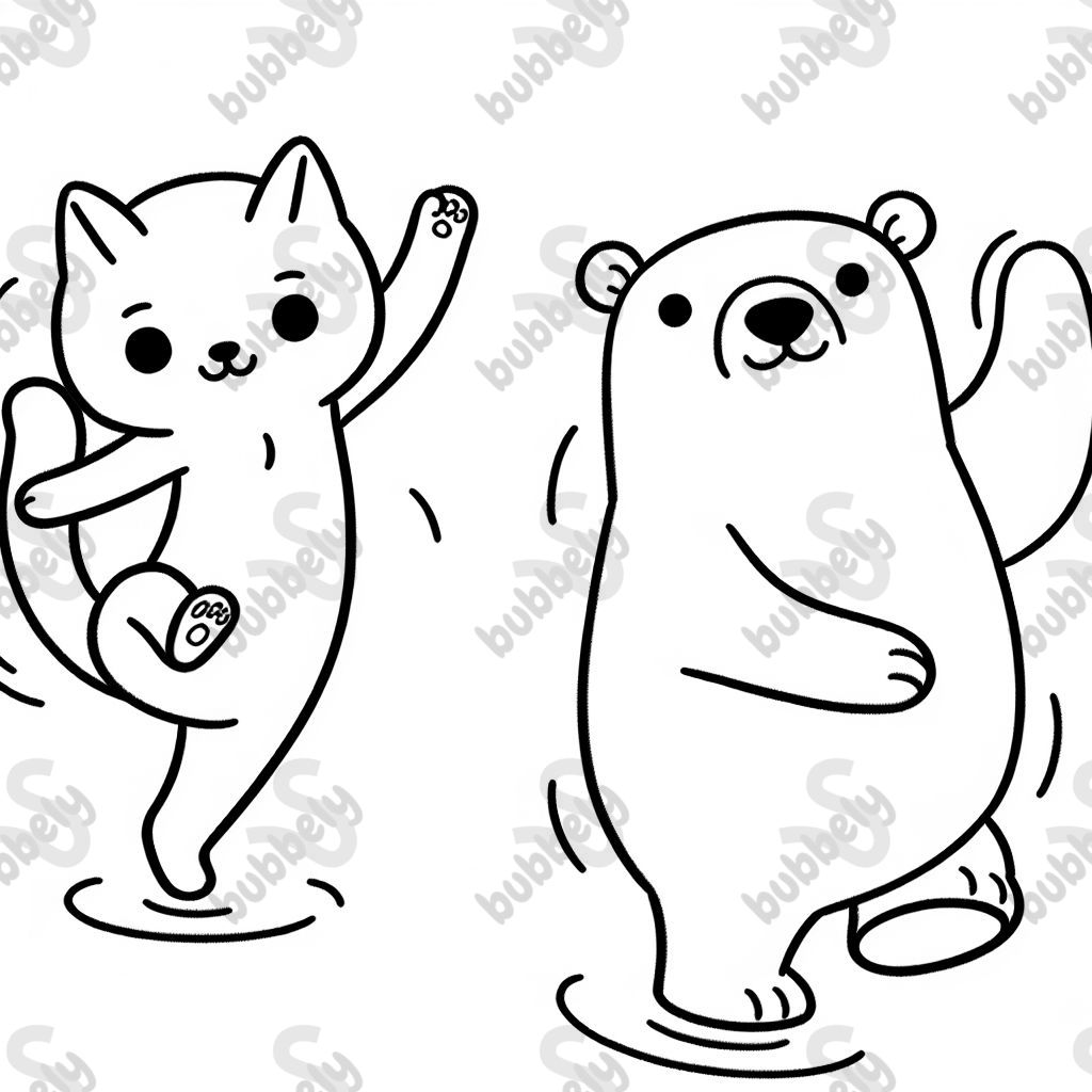 cat dancing with polar bear