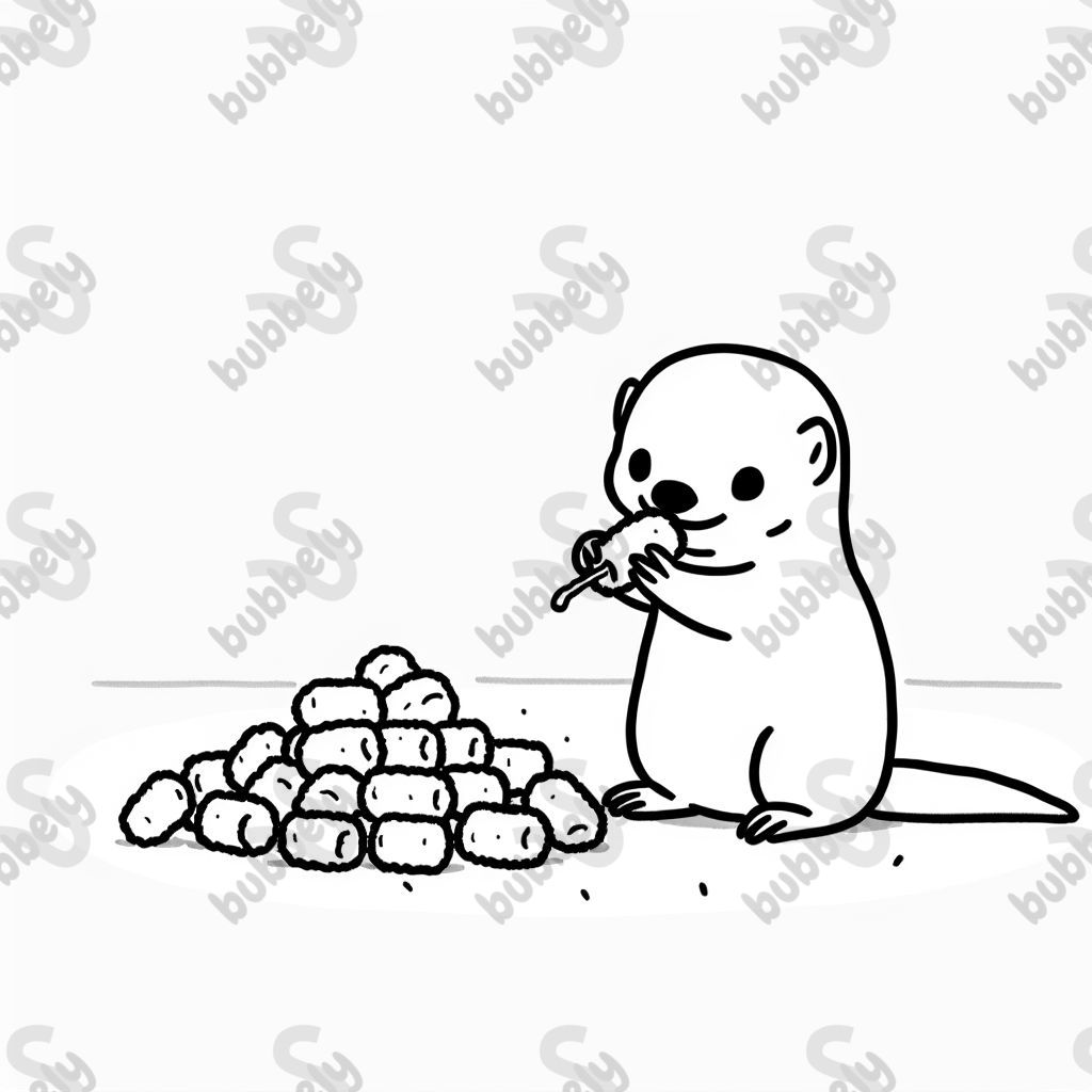 Baby mongoose eating tator tots