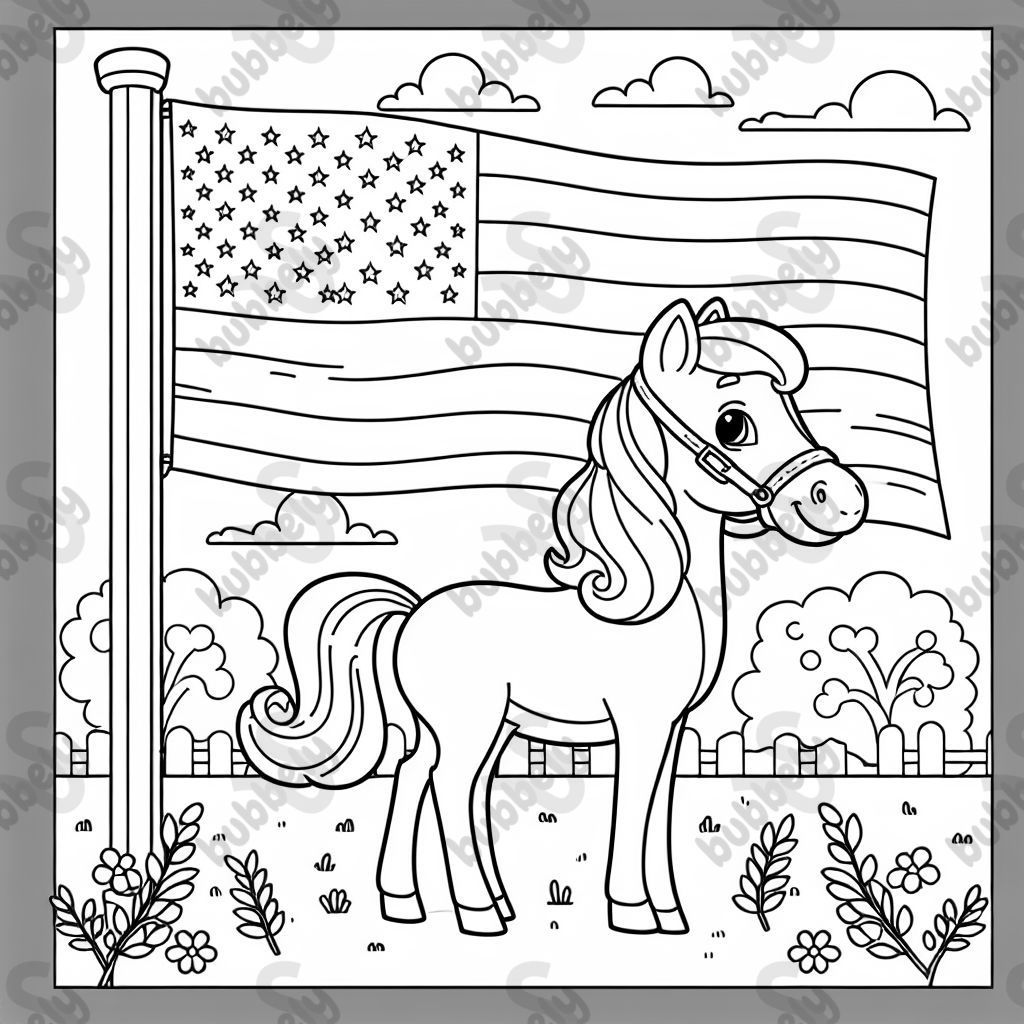 horse and american flag