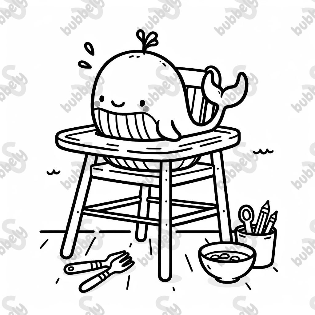 baby whale in highchair