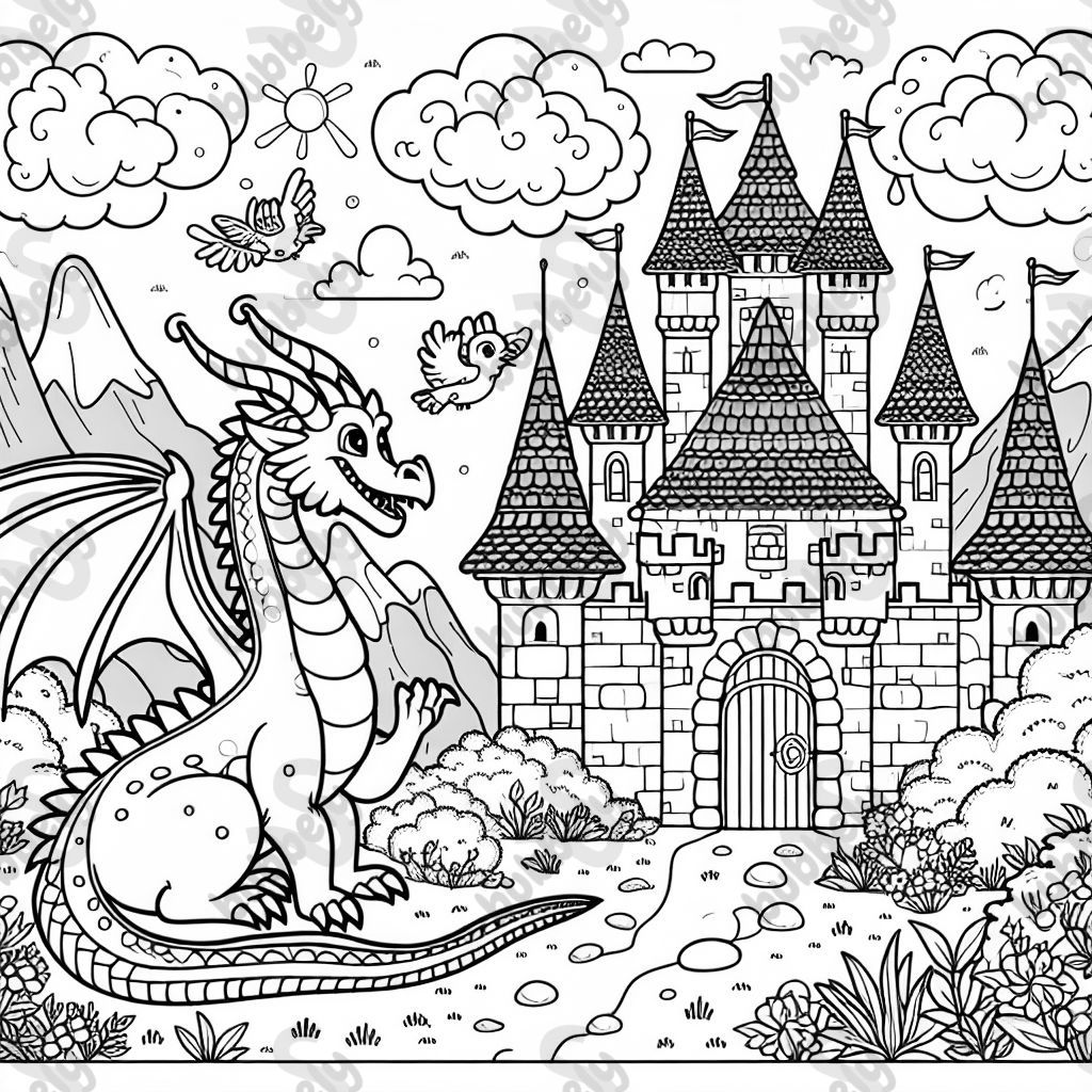 dragon protecting castle