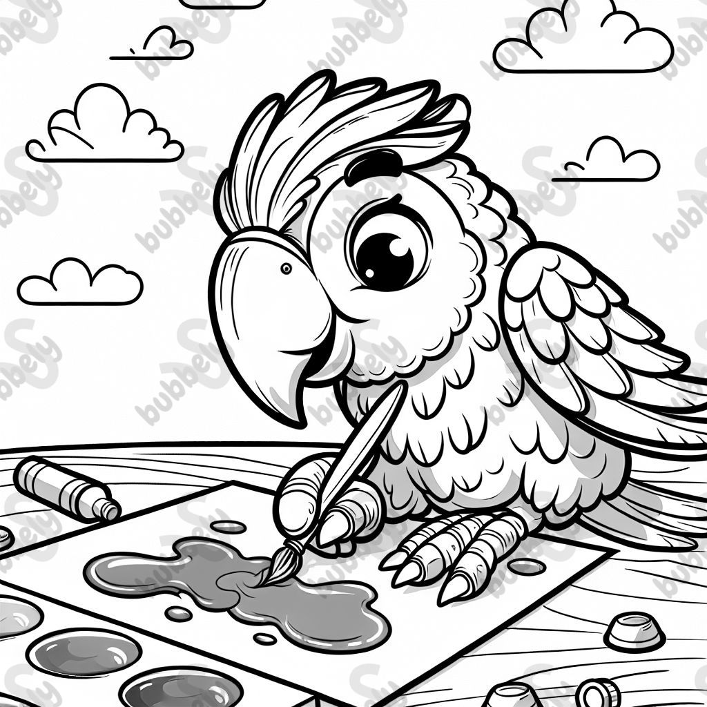 Perroquet à la peinture au doigt