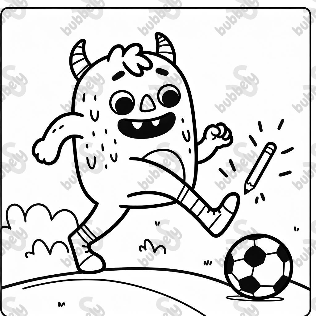 monstre jouant au football