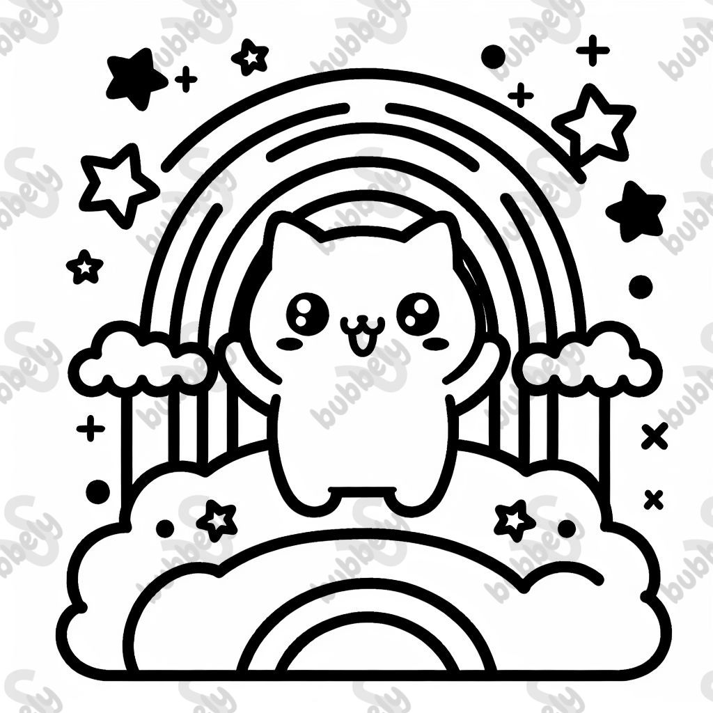 Kawaii rainbow and stars