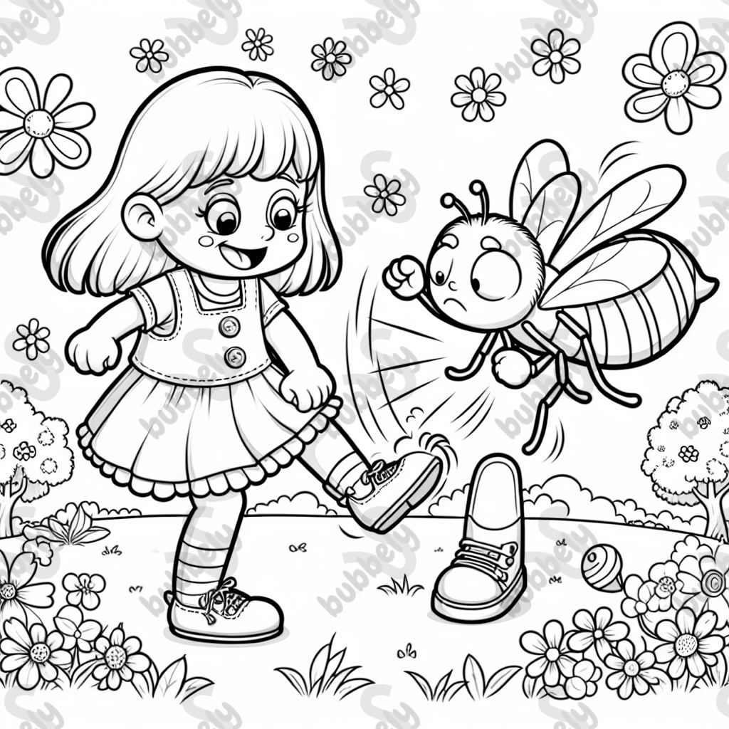 Ein Mäden, dass von einer Biene gestochen wird