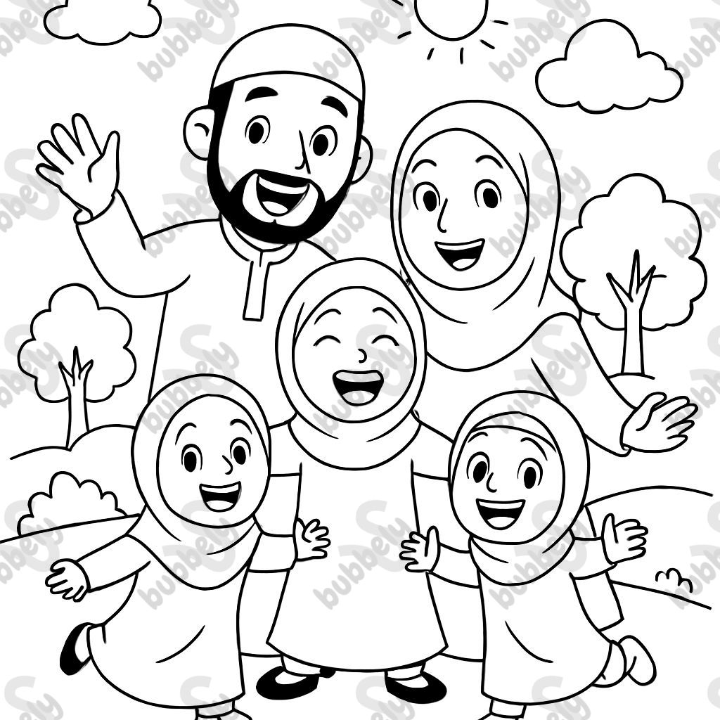 a muslim family with three daughters