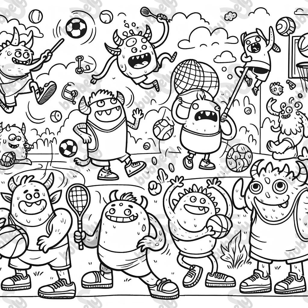 Des monstres jouant à des sports multiculturels.