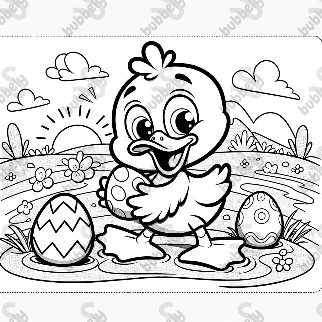 Canard tenant un œuf