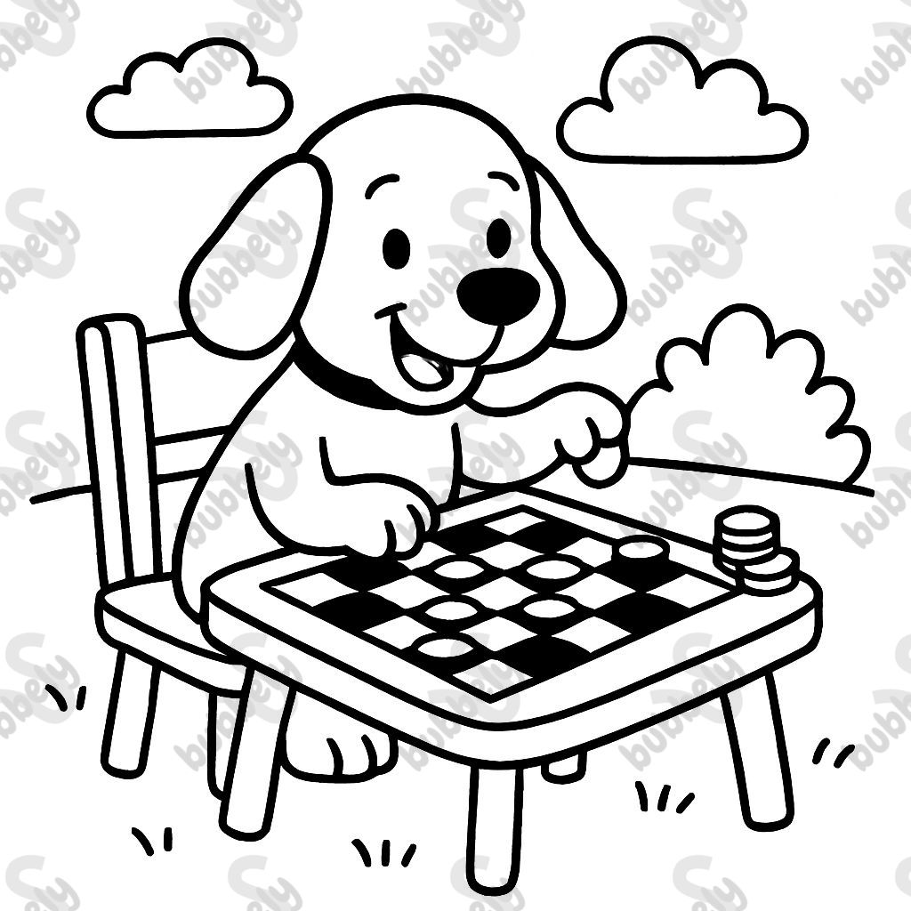 un chien jouant aux dames