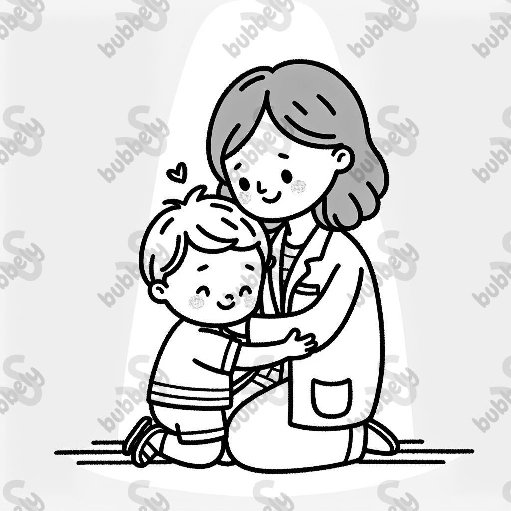 Caleb hugging his teacher Mrs. Bell