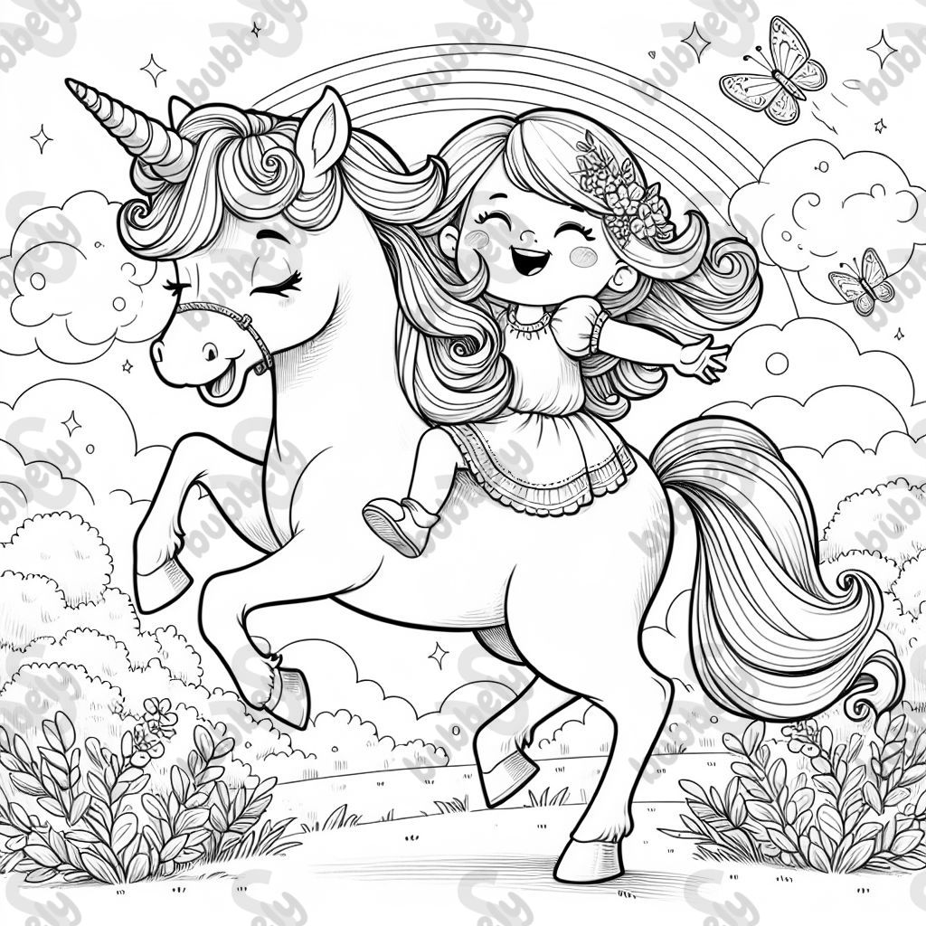 A unicorn girl riding a unicorn