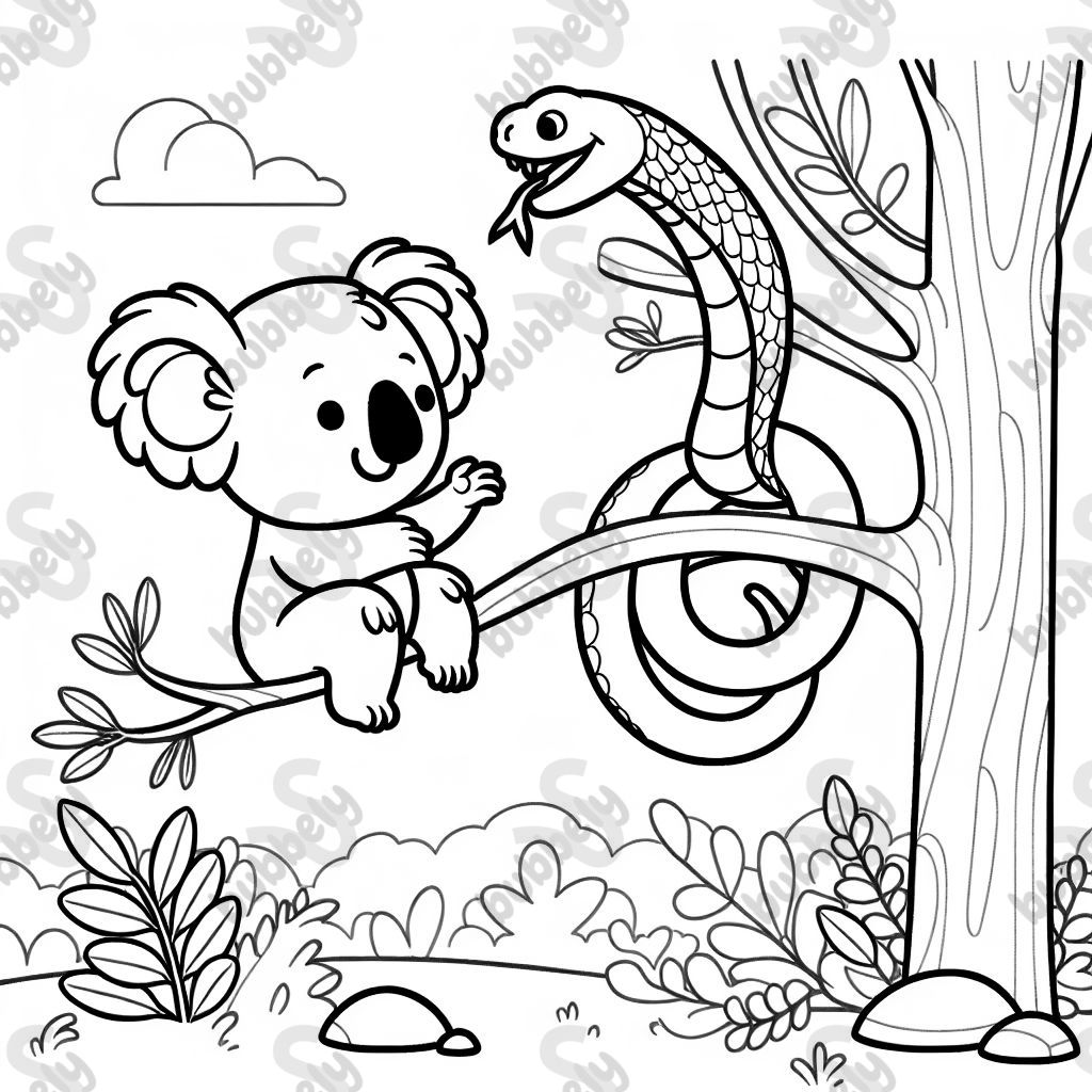 Koala talking to a snake 