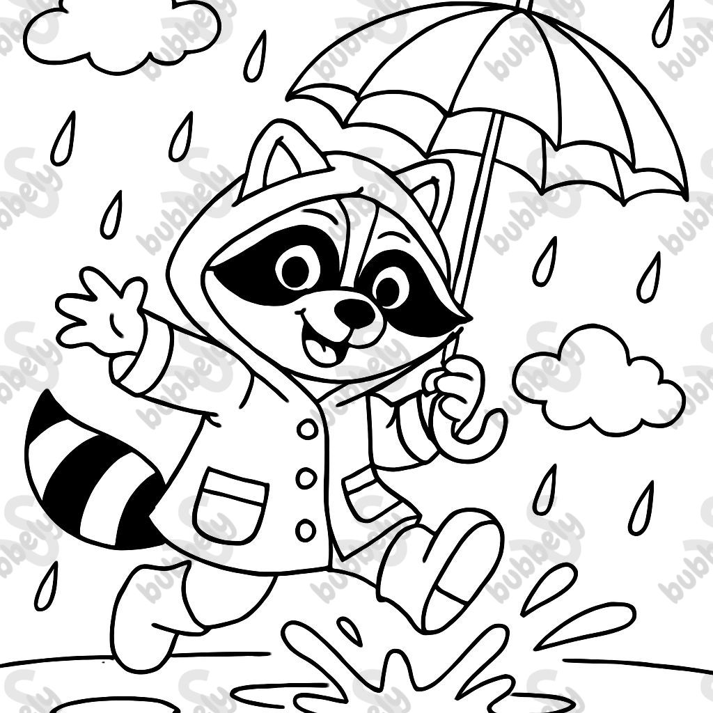 Raccoon in a rain jacket