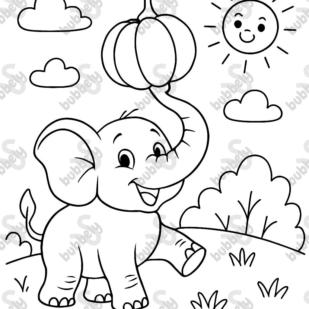 Un éléphant équilibre une citrouille sur sa trompe. Un éléphant équilibre une citrouille sur sa trompe.