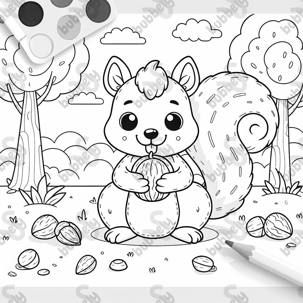 Un écureuil mange des noix.