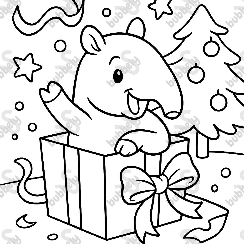 un tapir dans un cadeau de Noël un tapir dans un cadeau de Noël