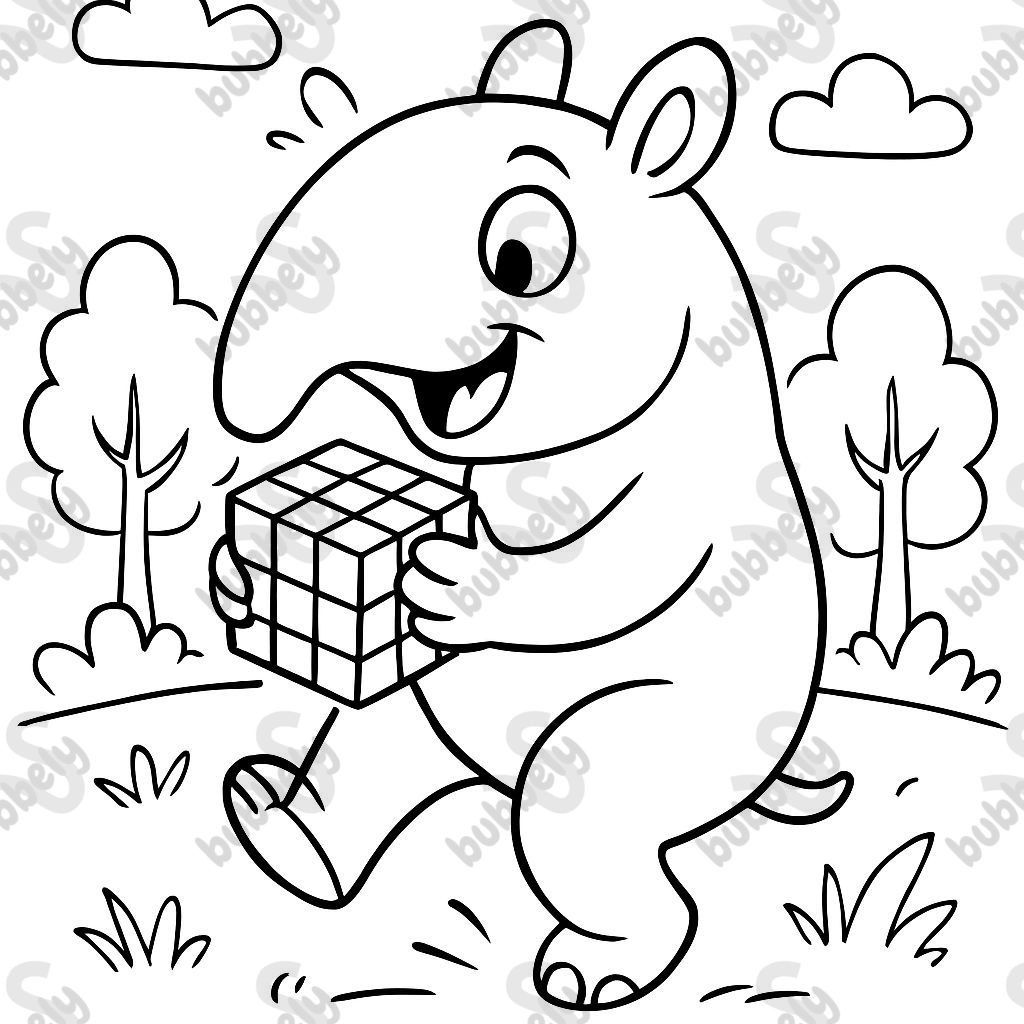 A tapir solving a Rubik's cube
