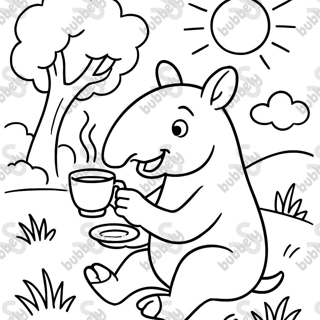 Un tapir qui boit du thé